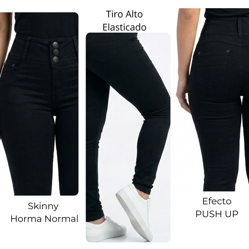 JEANS SKINNY TIRO ALTO PRETINA ALTA - 4