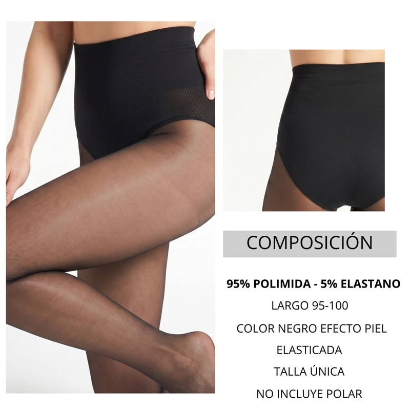 PACK 2 PANTYS EFECTO PIEL NEGRA MUJER ELASTICADA 180 DENIER - 7
