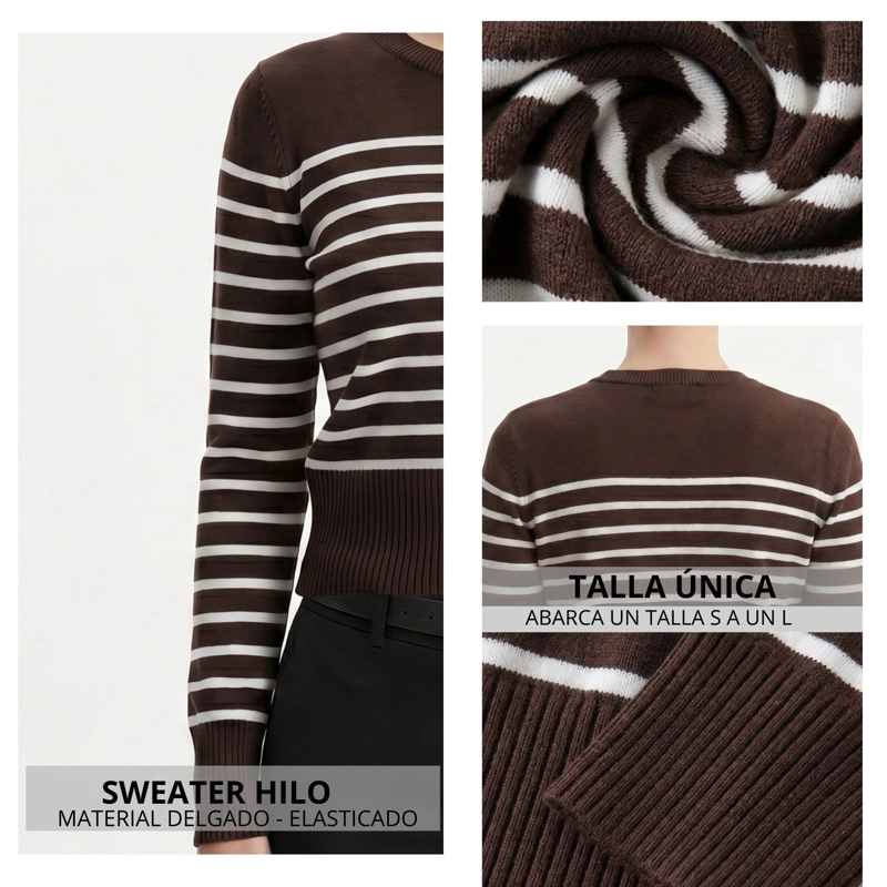 SWEATER RAYAS MUJER BASICO HILO - 4