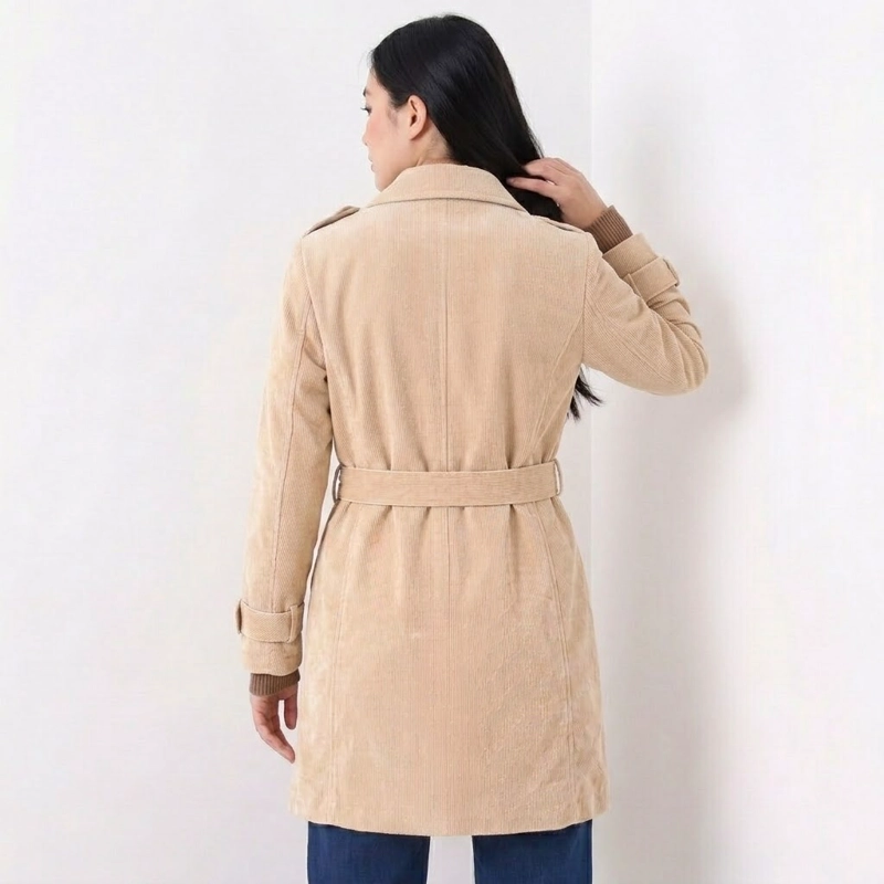 ABRIGO TRENCH COTELE  CAMEL CON BOTONES - 8