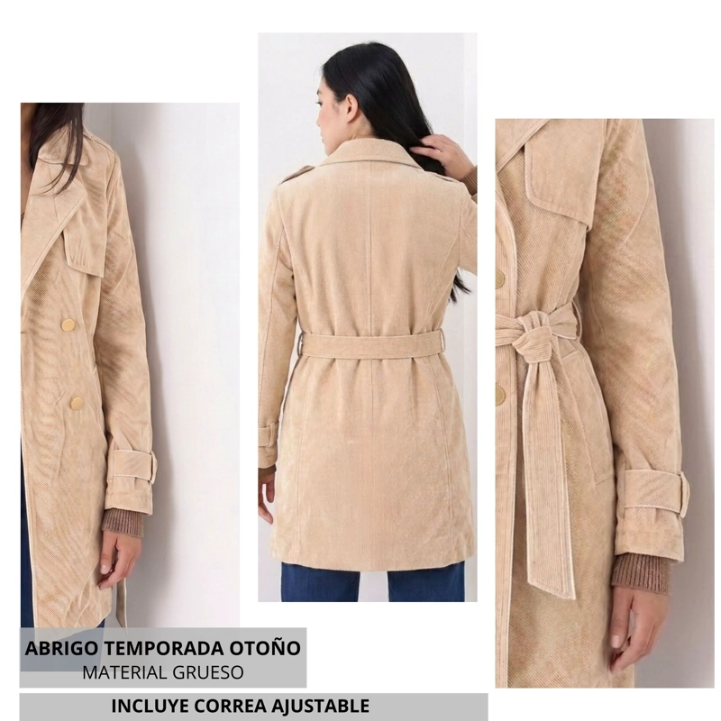 ABRIGO TRENCH COTELE  CAMEL CON BOTONES - 10