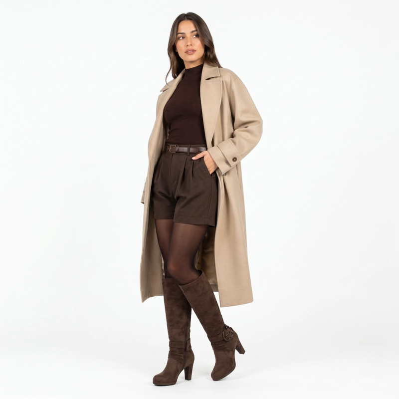 BOTA LARGA MUJER GAMUZA TACO GRUESO PLATAFORMA HEBILLA - 2