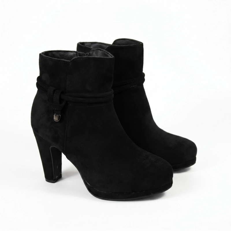 BOTIN GAMUZA TACO ALTO CON LAZO DECORATIVO - 3