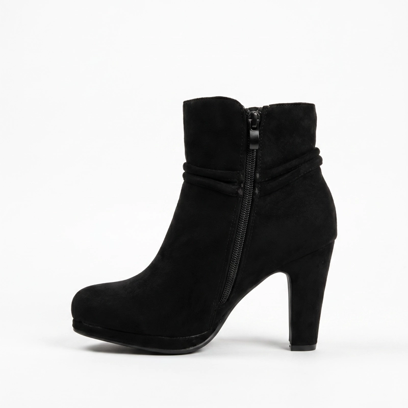 BOTIN GAMUZA TACO ALTO CON LAZO DECORATIVO - 6