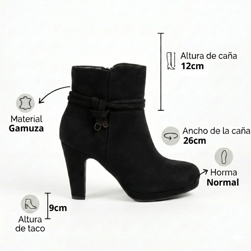 BOTIN GAMUZA TACO ALTO CON LAZO DECORATIVO - 7