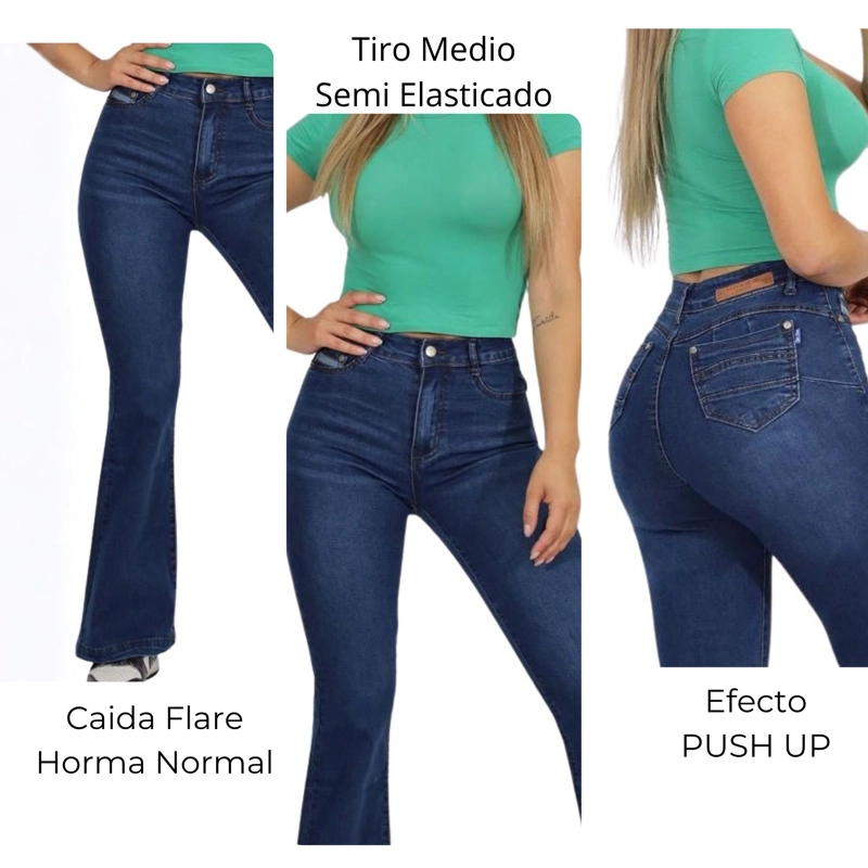 JEANS MUJER FLARE PUSH UP J9158 - 6