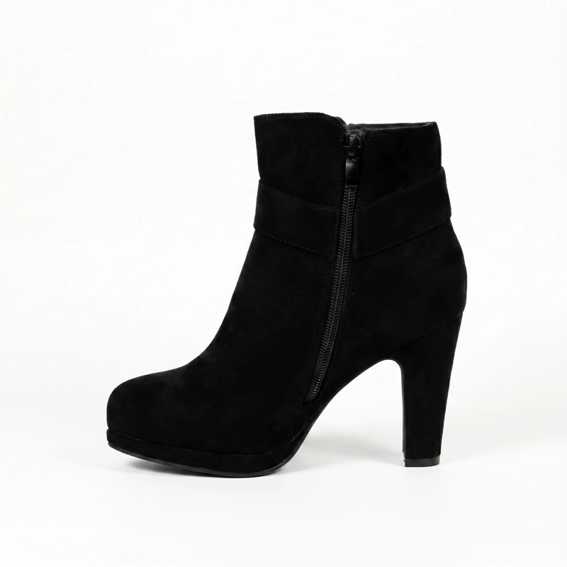 BOTIN GAMUZA TACO GRUESO PLATAFORMA HEBILLA - 8