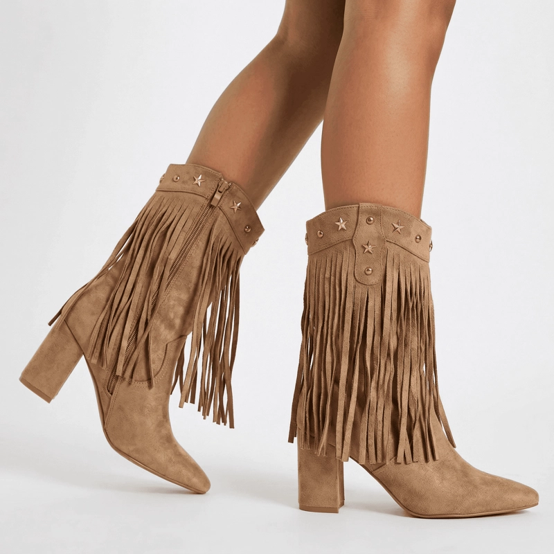 BOTIN VAQUERA CON FLECOS GAMUZA PG5332 - 4