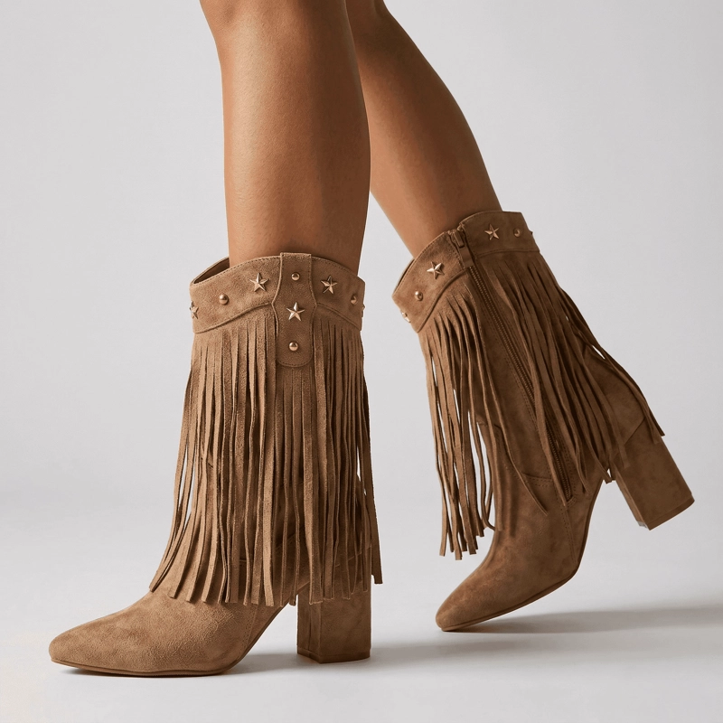 BOTIN VAQUERA CON FLECOS GAMUZA PG5332 - 5