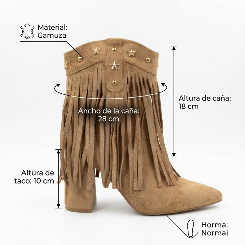 BOTIN VAQUERA CON FLECOS GAMUZA PG5332 - 6