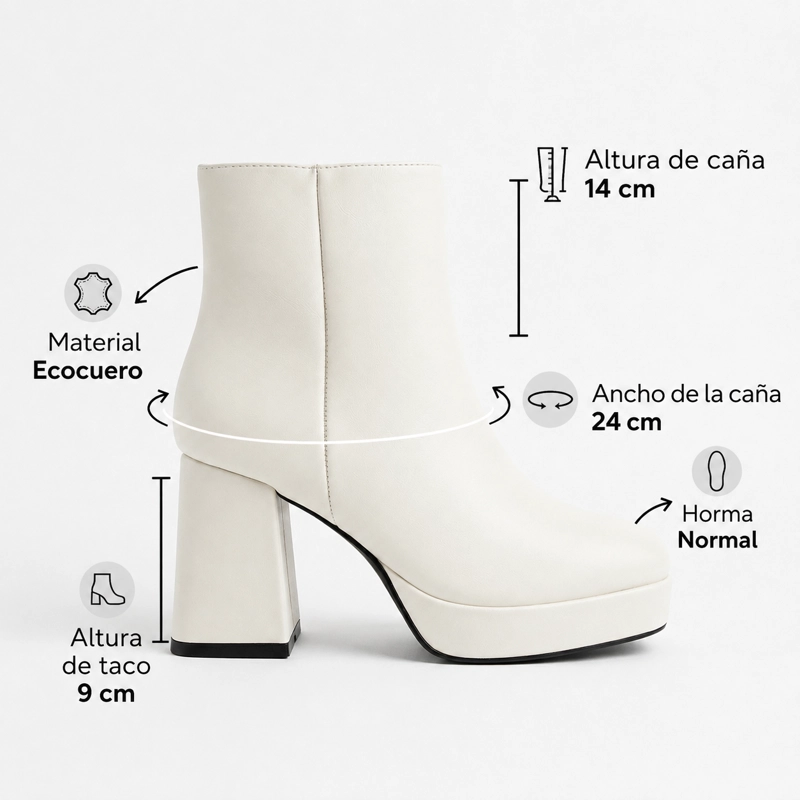BOTIN ECOCUERO TACO CUADRADO Y PLATAFORMA Y885 - 8