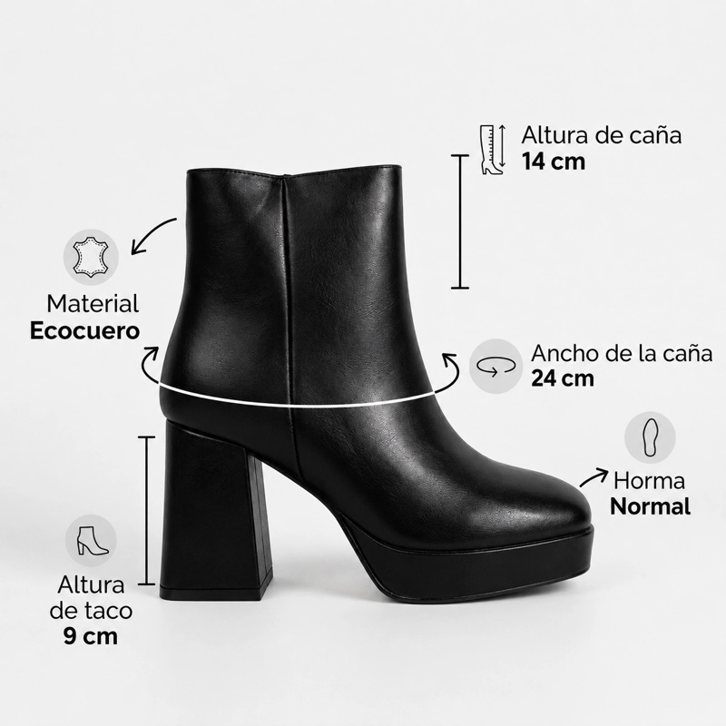 BOTIN ECOCUERO TACO CUADRADO Y PLATAFORMA Y885 - 8