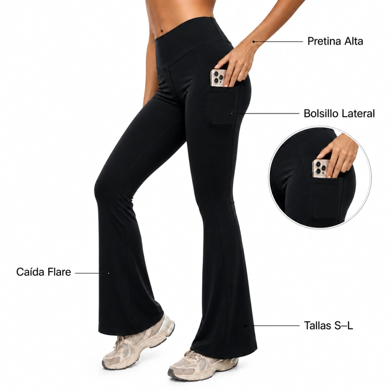 CALZA ESTILO FLARE TIRO ALTO ELASTICADA - 6