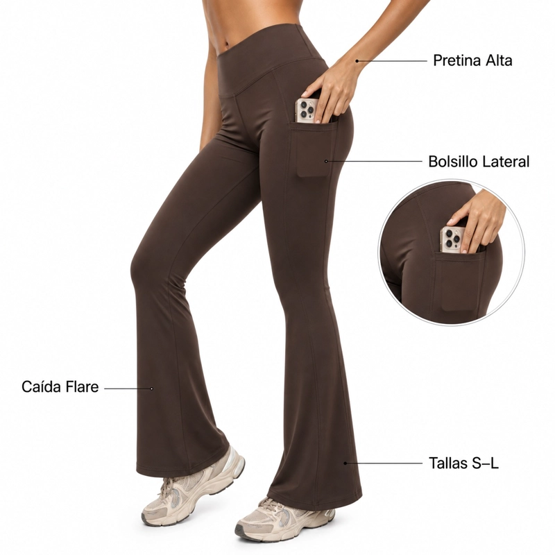 CALZA ESTILO FLARE TIRO ALTO ELASTICADA - 6