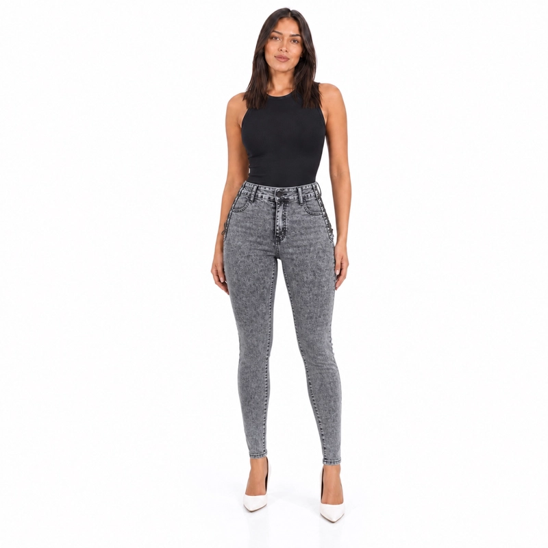 JEANS SKINNY TIRO ALTO J9264 - 1