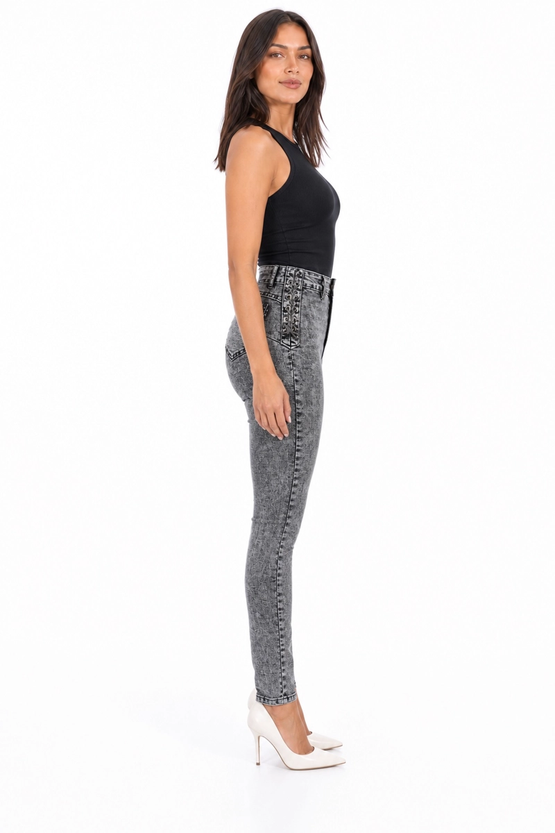 JEANS SKINNY TIRO ALTO J9264 - 4