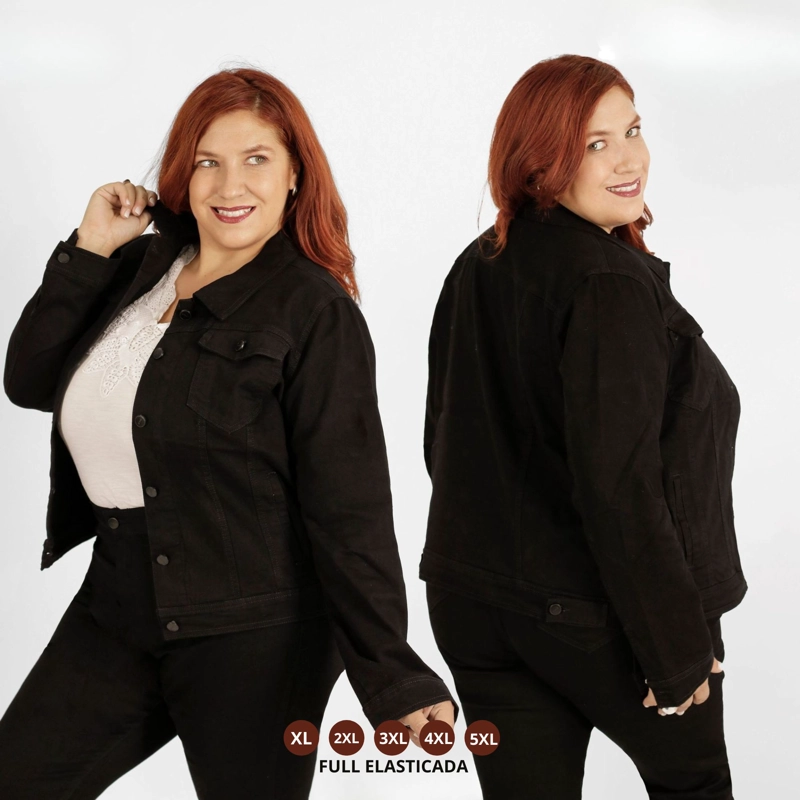CHAQUETA TALLA GRANDE MEZCLILLA J122 - 4