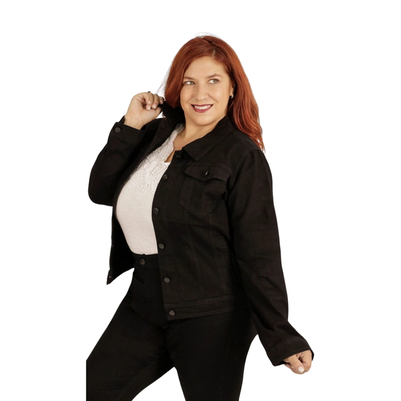 CHAQUETA TALLA GRANDE MEZCLILLA J122 - 5