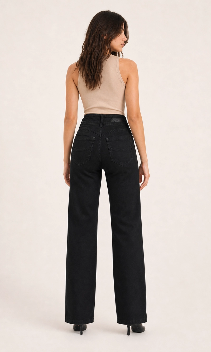 JEANS RECTO PRETINA ALTA 3 BOTONES J9301 - 2