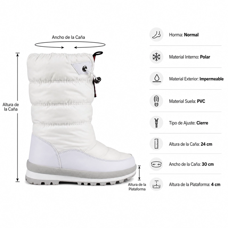 BOTA IMPERMEABLE DE NIEVE FORRADA POLAR - 8