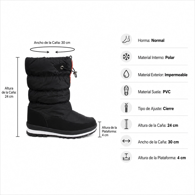 BOTA IMPERMEABLE DE NIEVE FORRADA POLAR - 8