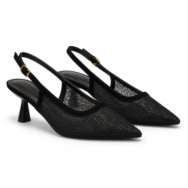 SANDALIA STILETTO MALLA TRANSPARENTE ELEGANTE HL11 - 2