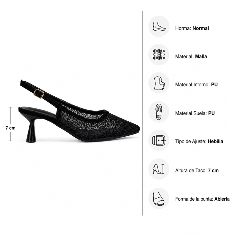 SANDALIA STILETTO MALLA TRANSPARENTE ELEGANTE HL11 - 8