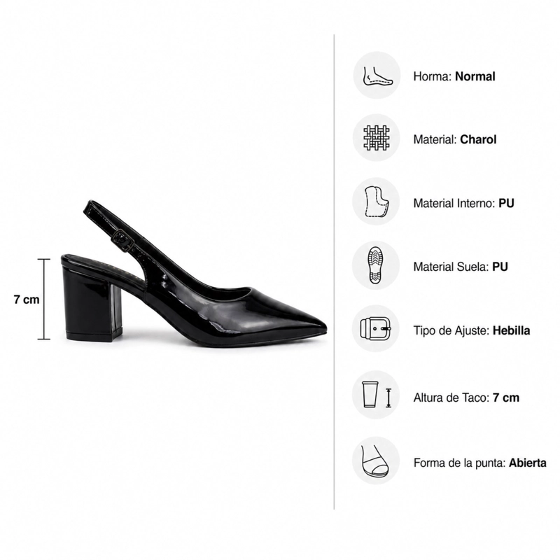 SANDALIA STILETTO CHAROL TACO CUADRADO HL03 - 8