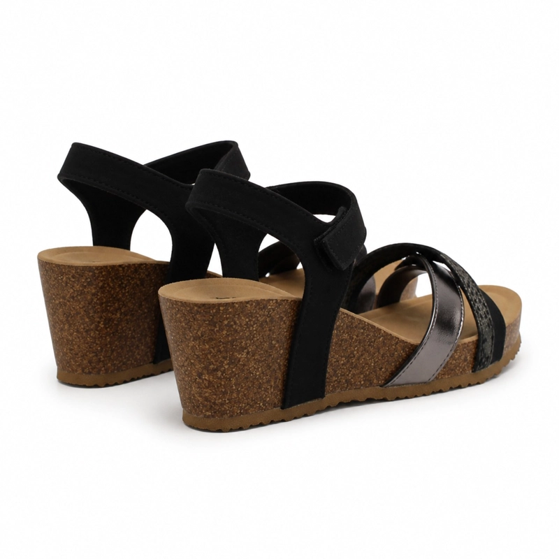SANDALIA CUÑA CORCHO TIRAS METALIZADAS PG6102 - 5