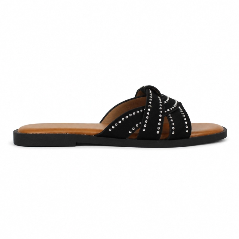 SANDALIA PLANA TIRAS CRUZADAS TACHAS PG6043 - 1