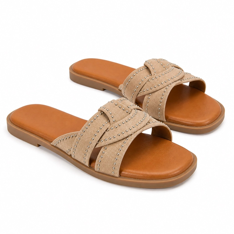 SANDALIA PLANA TIRAS CRUZADAS TACHAS PG6043 - 2