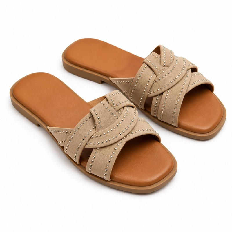 SANDALIA PLANA TIRAS CRUZADAS TACHAS PG6043 - 4