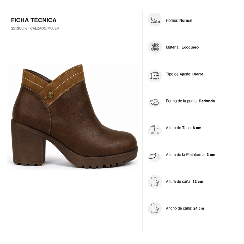 BOTIN ECOCUERO TACO CUADRADO 2513 - 7
