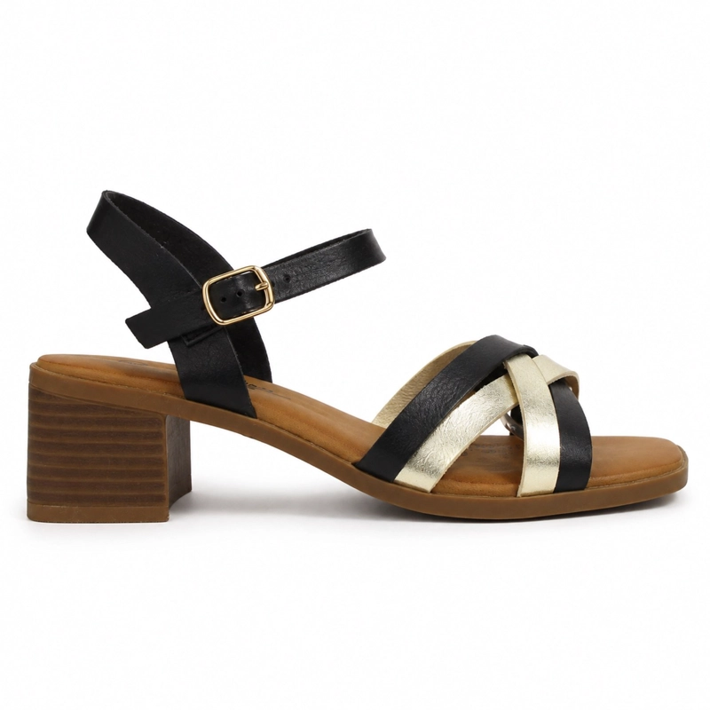 SANDALIA TACO BAJO CUADRADO ECOCUERO 021 - 1