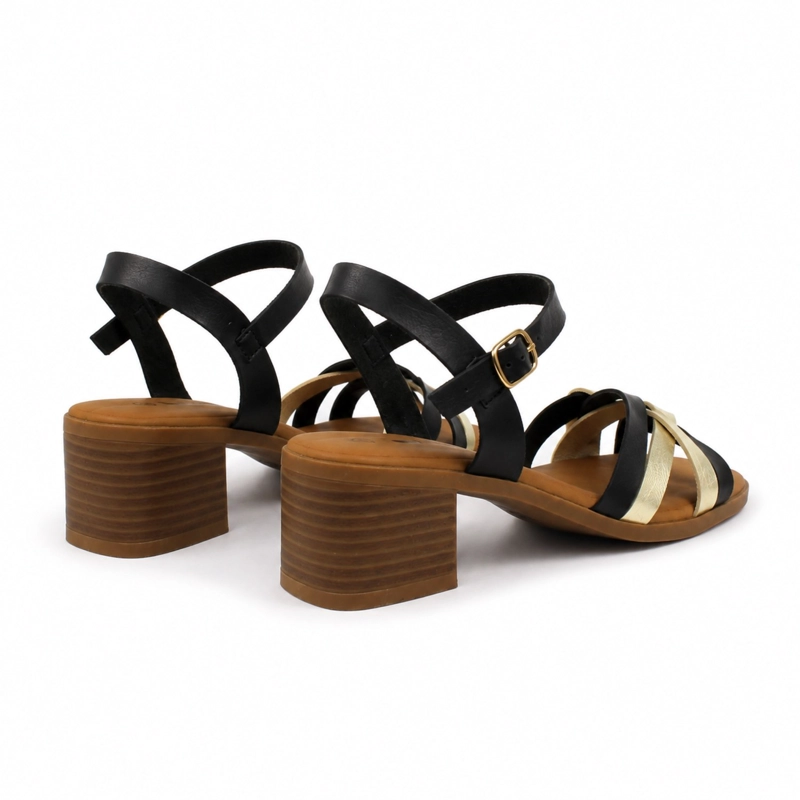 SANDALIA TACO BAJO CUADRADO ECOCUERO 021 - 6