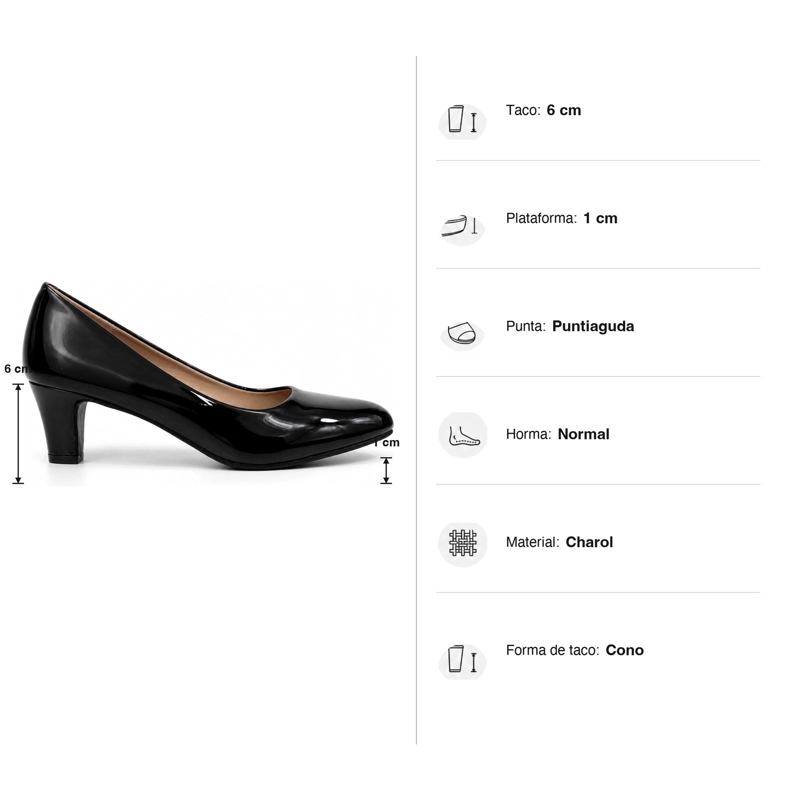 ZAPATO FORMAL TACO CONICO CHAROL 034 - 7