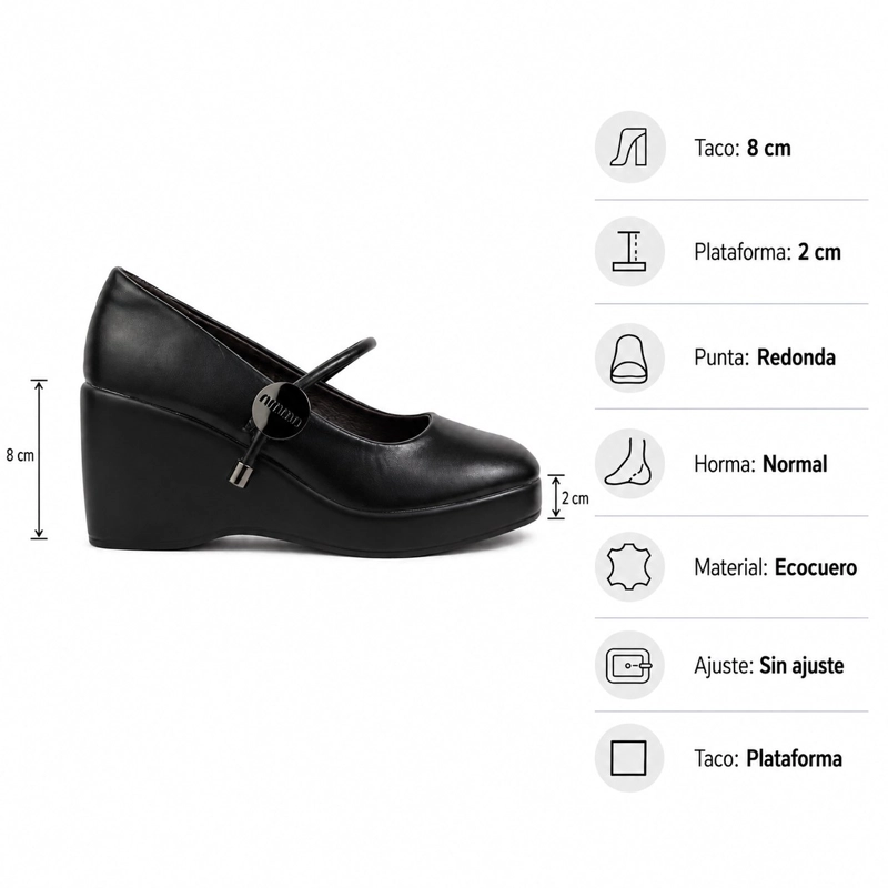 ZAPATO H16 PLATAFORMA ECOCUERO TACON ALTO - 7