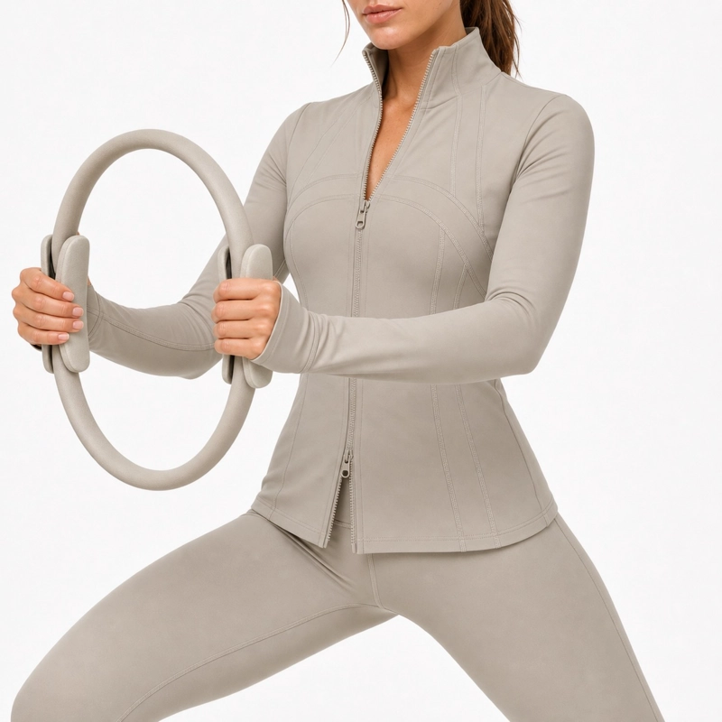 CHAQUETA DEPORTIVA LARGA SPANDEX ELASTICO TALLAS S-M-L - 4