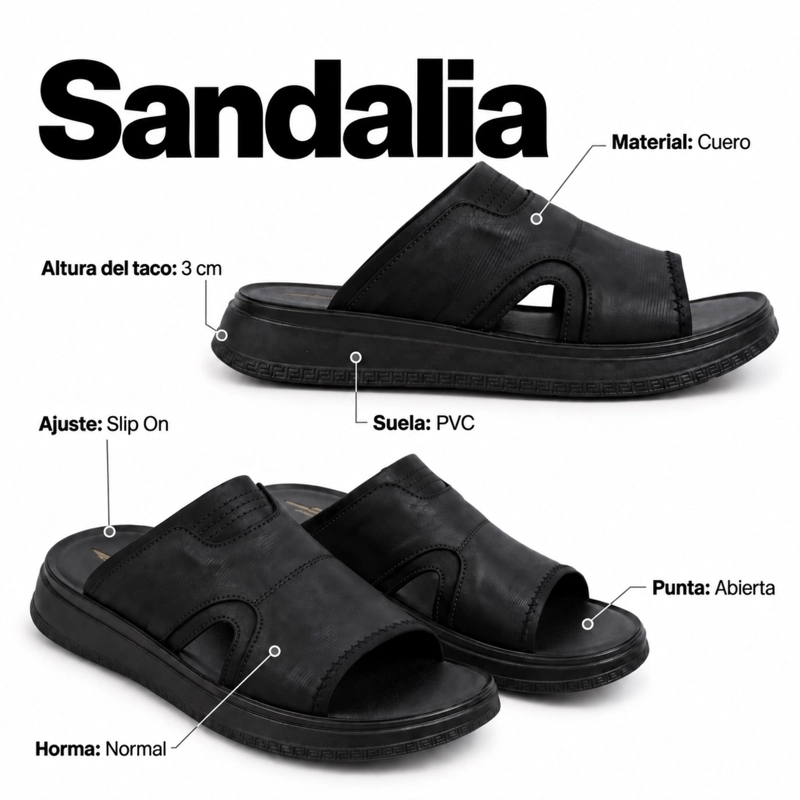 SANDALIA CUERO SLIP-ON CASUAL D8 - 7