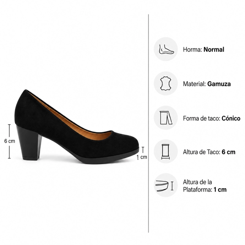 ZAPATO DE FORMAL GAMUZA TACO CONICO 2652 - 7