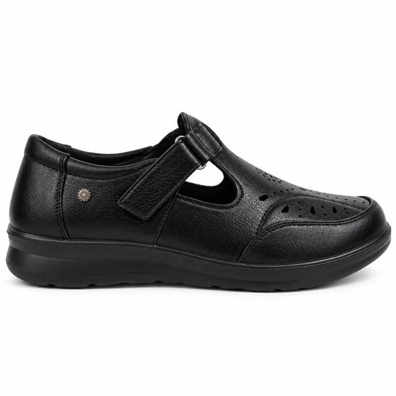 ZAPATO DE ECOCUERO COMODO VELCRO PUNTA REDONDA - 1