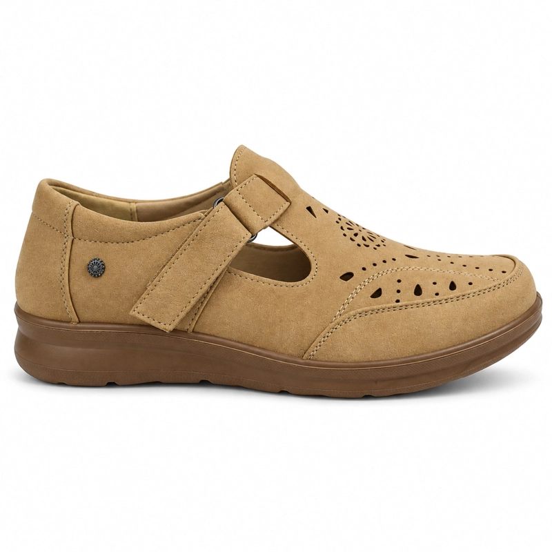 ZAPATO DE ECOCUERO COMODO VELCRO PUNTA REDONDA - 1