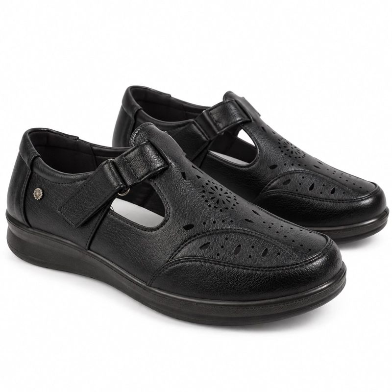 ZAPATO DE ECOCUERO COMODO VELCRO PUNTA REDONDA - 2