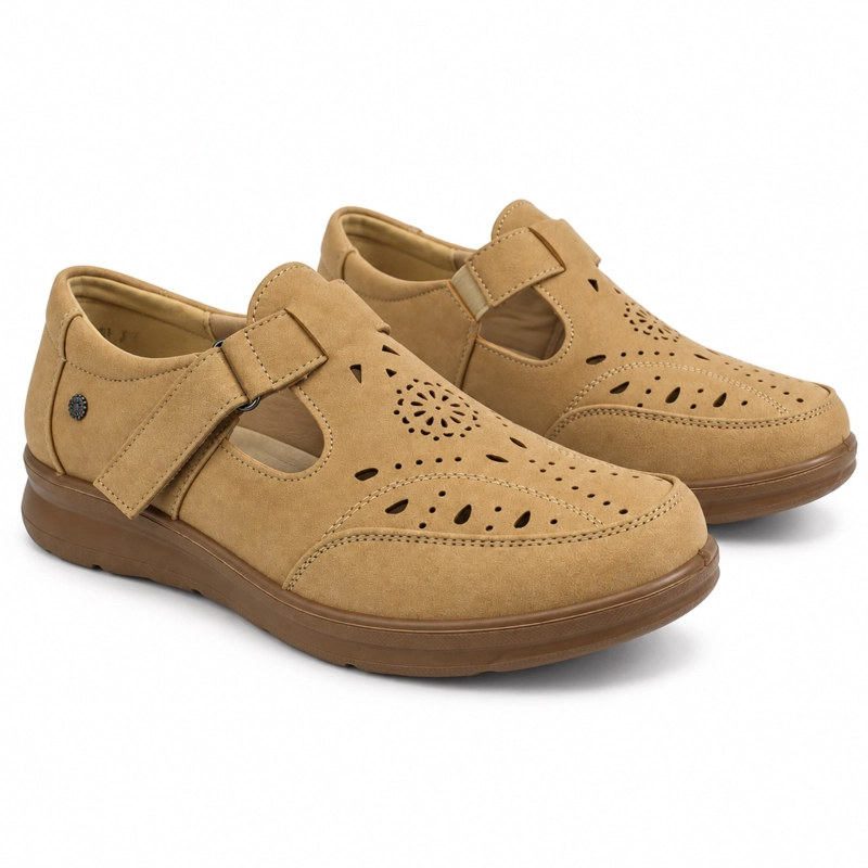 ZAPATO DE ECOCUERO COMODO VELCRO PUNTA REDONDA - 2