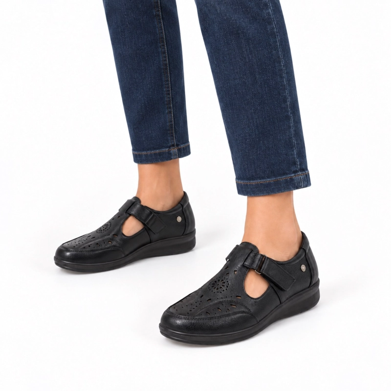 ZAPATO DE ECOCUERO COMODO VELCRO PUNTA REDONDA - 3