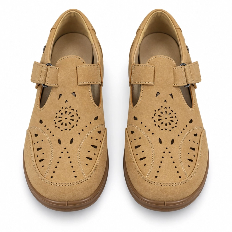 ZAPATO DE ECOCUERO COMODO VELCRO PUNTA REDONDA - 5