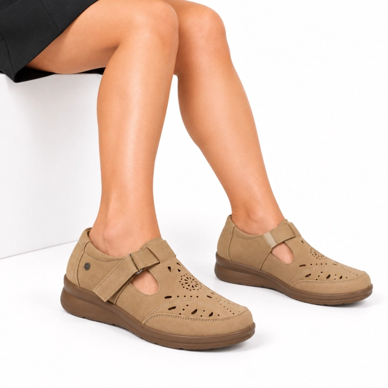 ZAPATO DE ECOCUERO COMODO VELCRO PUNTA REDONDA - 6