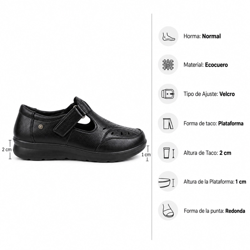 ZAPATO DE ECOCUERO COMODO VELCRO PUNTA REDONDA - 7