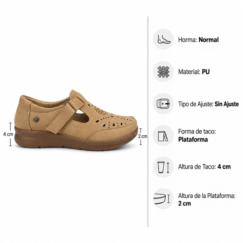 ZAPATO DE ECOCUERO COMODO VELCRO PUNTA REDONDA - 7