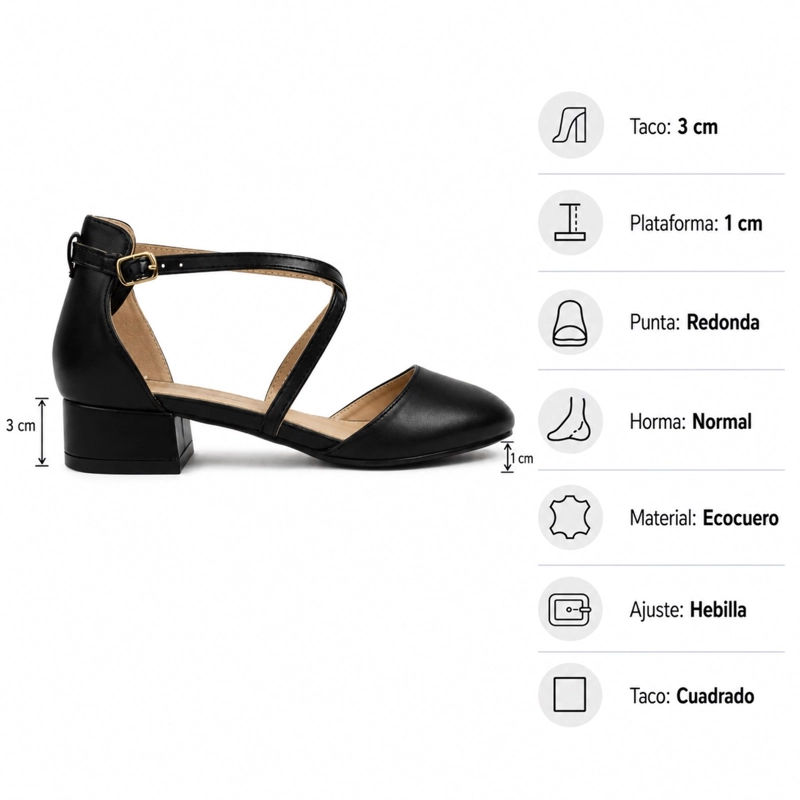 ZAPATO JO-027 ECOCUERO TACO CUADRADO 3CM - 7